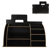 Wood Desktop Organizer Innovative Cosmetics Stationery Storage Rack for Home OfficeBlack - Top-Down View
