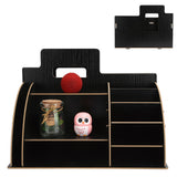 Wood Desktop Organizer Innovative Cosmetics Stationery Storage Rack for Home OfficeBlack - Extra Image