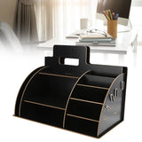 Wood Desktop Organizer Innovative Cosmetics Stationery Storage Rack for Home OfficeBlack - Extra Image