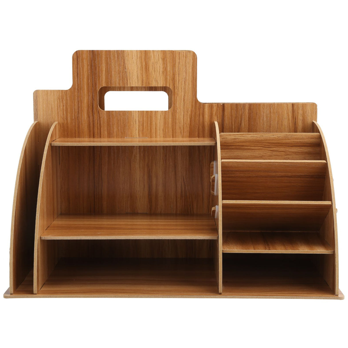 Wood Desktop Organizer Innovative Cosmetics Stationery Storage Rack for Home OfficeCherry Wood Color