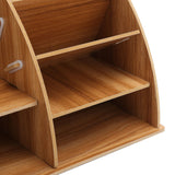 Wood Desktop Organizer Innovative Cosmetics Stationery Storage Rack for Home OfficeCherry Wood Color