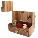 Desktop Organizer Wooden Pen Holder Storage Rack Stationery Supplies for Home OfficeCherry Wood Color - Close-Up Angle
