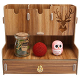 Desktop Organizer Wooden Pen Holder Storage Rack Stationery Supplies for Home OfficeCherry Wood Color - Extra Image