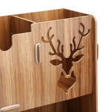 Desktop Organizer Wooden Pen Holder Storage Rack Stationery Supplies for Home OfficeCherry Wood Color - Extra Image