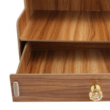 Desktop Organizer Wooden Pen Holder Storage Rack Stationery Supplies for Home OfficeCherry Wood Color - Extra Image
