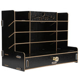 Wooden Storage Box Innovative Desktop Pen Holder Container Stationery Rack OrganizerBlack