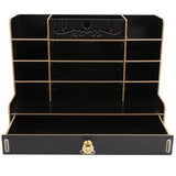 Wooden Storage Box Innovative Desktop Pen Holder Container Stationery Rack OrganizerBlack