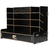 Wooden Storage Box Innovative Desktop Pen Holder Container Stationery Rack OrganizerBlack - Top-Down View