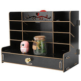 Wooden Storage Box Innovative Desktop Pen Holder Container Stationery Rack OrganizerBlack - 45-Degree Angle