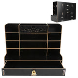 Wooden Storage Box Innovative Desktop Pen Holder Container Stationery Rack OrganizerBlack