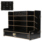 Wooden Storage Box Innovative Desktop Pen Holder Container Stationery Rack OrganizerBlack