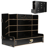 Wooden Storage Box Innovative Desktop Pen Holder Container Stationery Rack OrganizerBlack - Low Angle