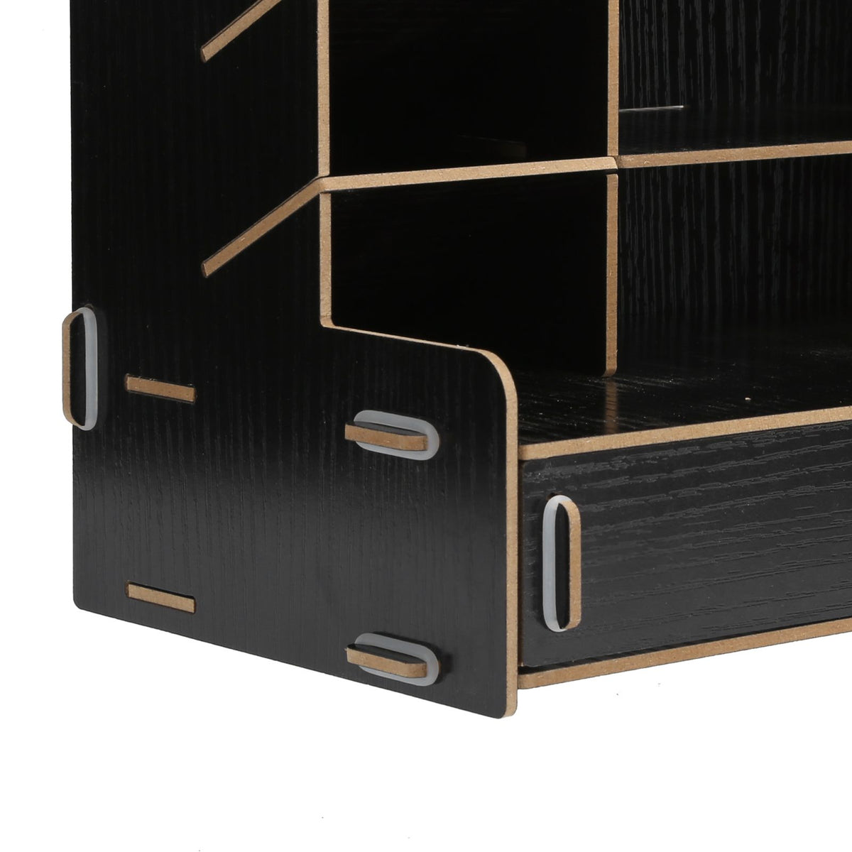 Wooden Storage Box Innovative Desktop Pen Holder Container Stationery Rack OrganizerBlack