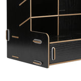 Wooden Storage Box Innovative Desktop Pen Holder Container Stationery Rack OrganizerBlack