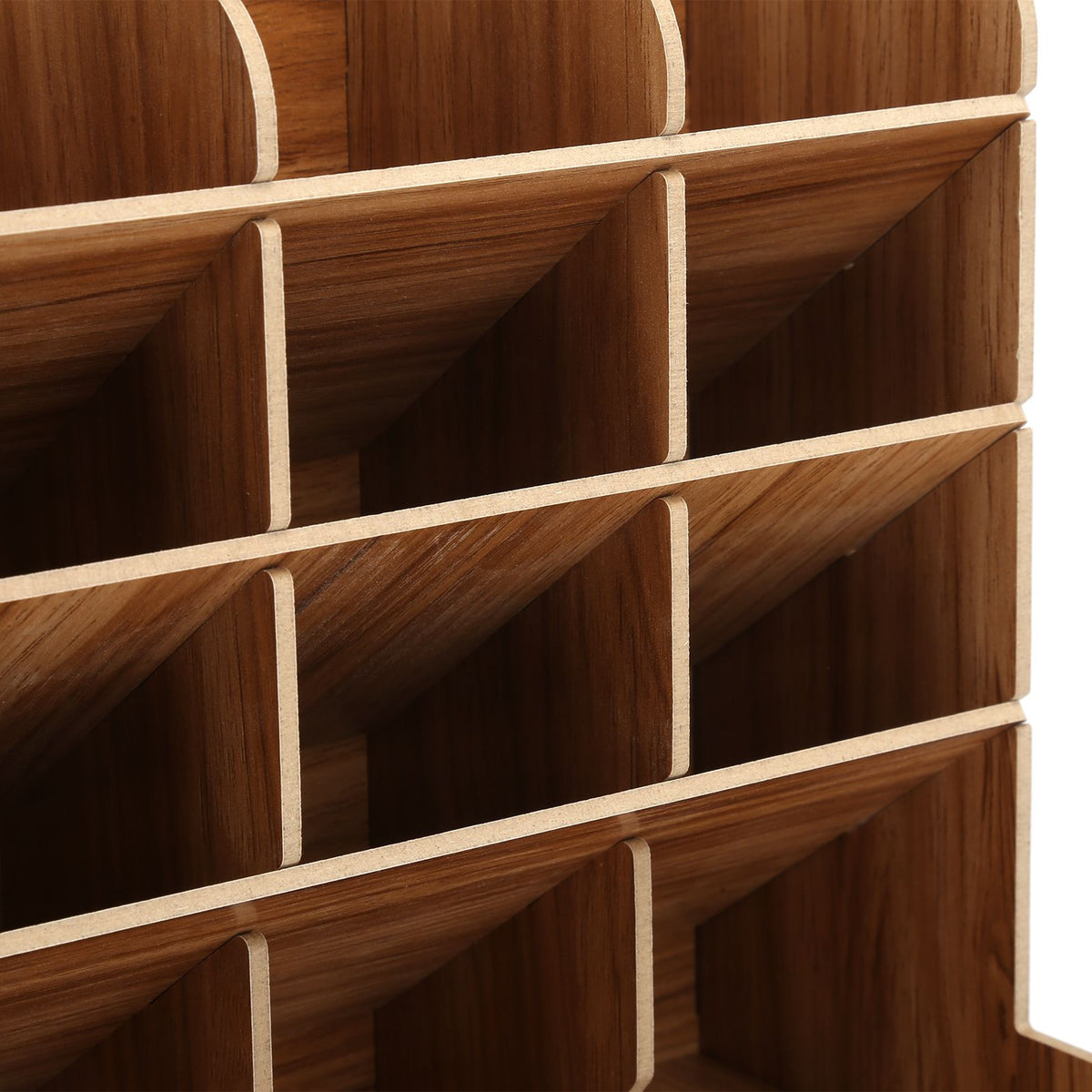 Wood Desktop Bookshelf Multi Function Pen Holder Stationery Box for Home Office Use(Cherry Wood Color )