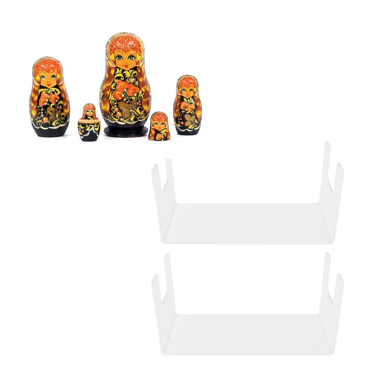 2Pcs Acrylic Display Rack Transparent Toys Dolls Jewelry Stand Shelf for Bedroom