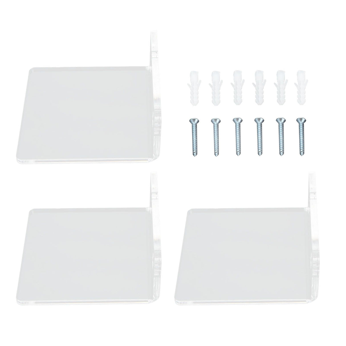 3PCS Clear Acrylic Display Rack Wall Mounted Floating Shelf for Home Toys Potted Plant Doll