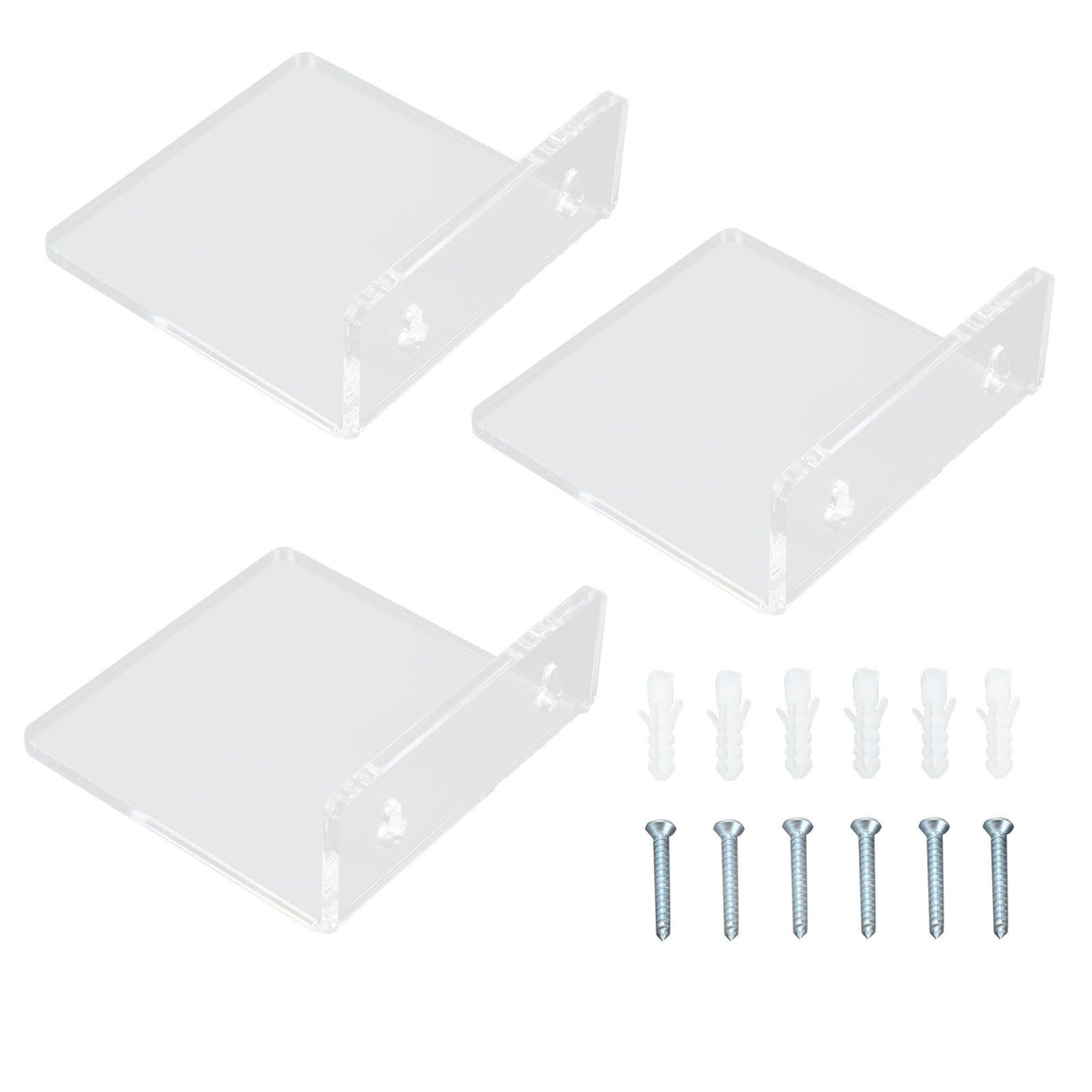 3PCS Clear Acrylic Display Rack Wall Mounted Floating Shelf for Home Toys Potted Plant Doll