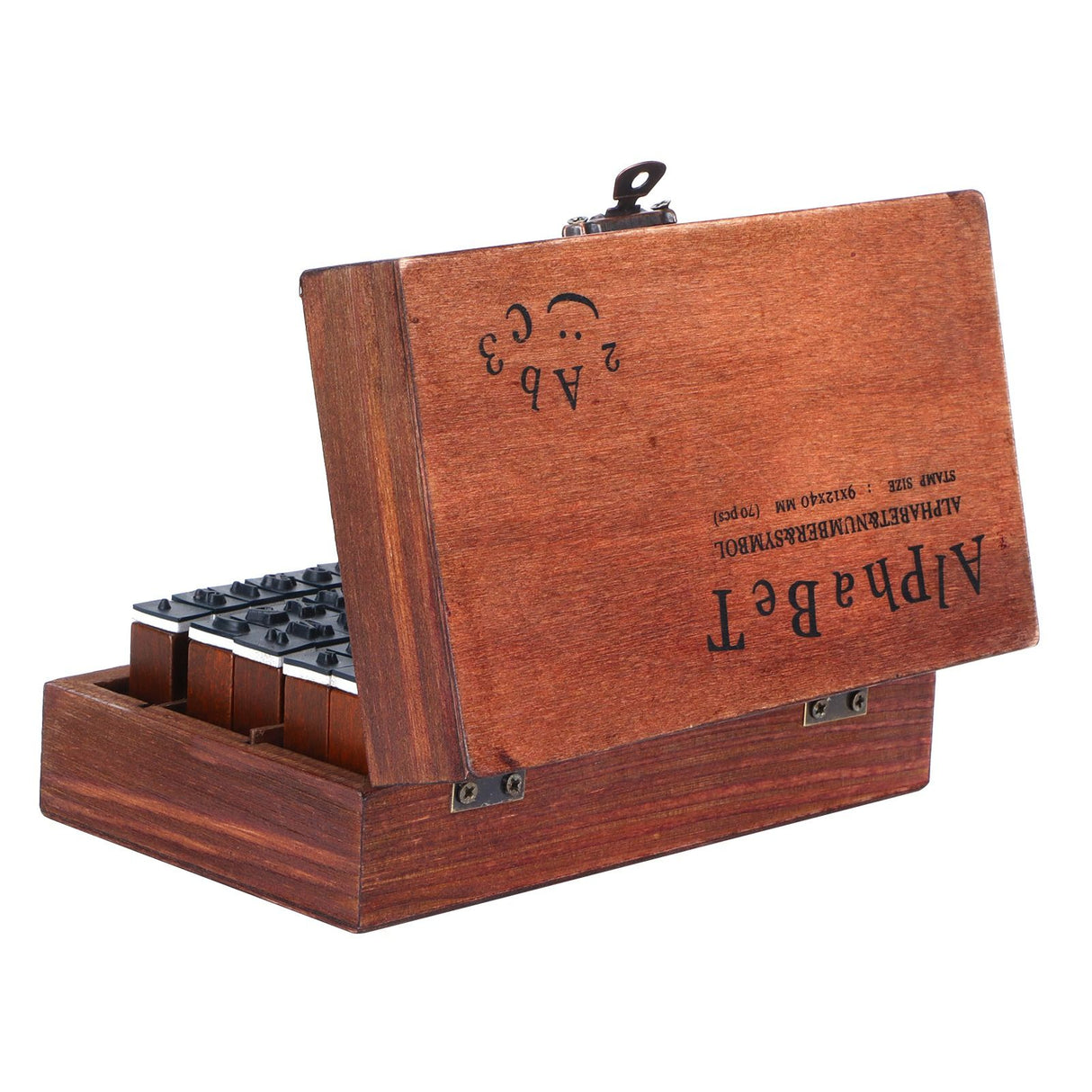 70Pcs/Set Stamps Kit Vintage Wood Alphabet Letter Number Stampers for DIY Scrapbook