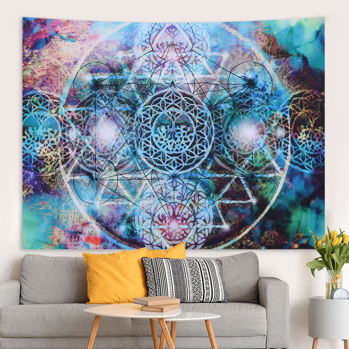 Polyester Tapestry Abstract Geometry Pattern Wall Hanging Blanket Art Home Decoration200x150cm
