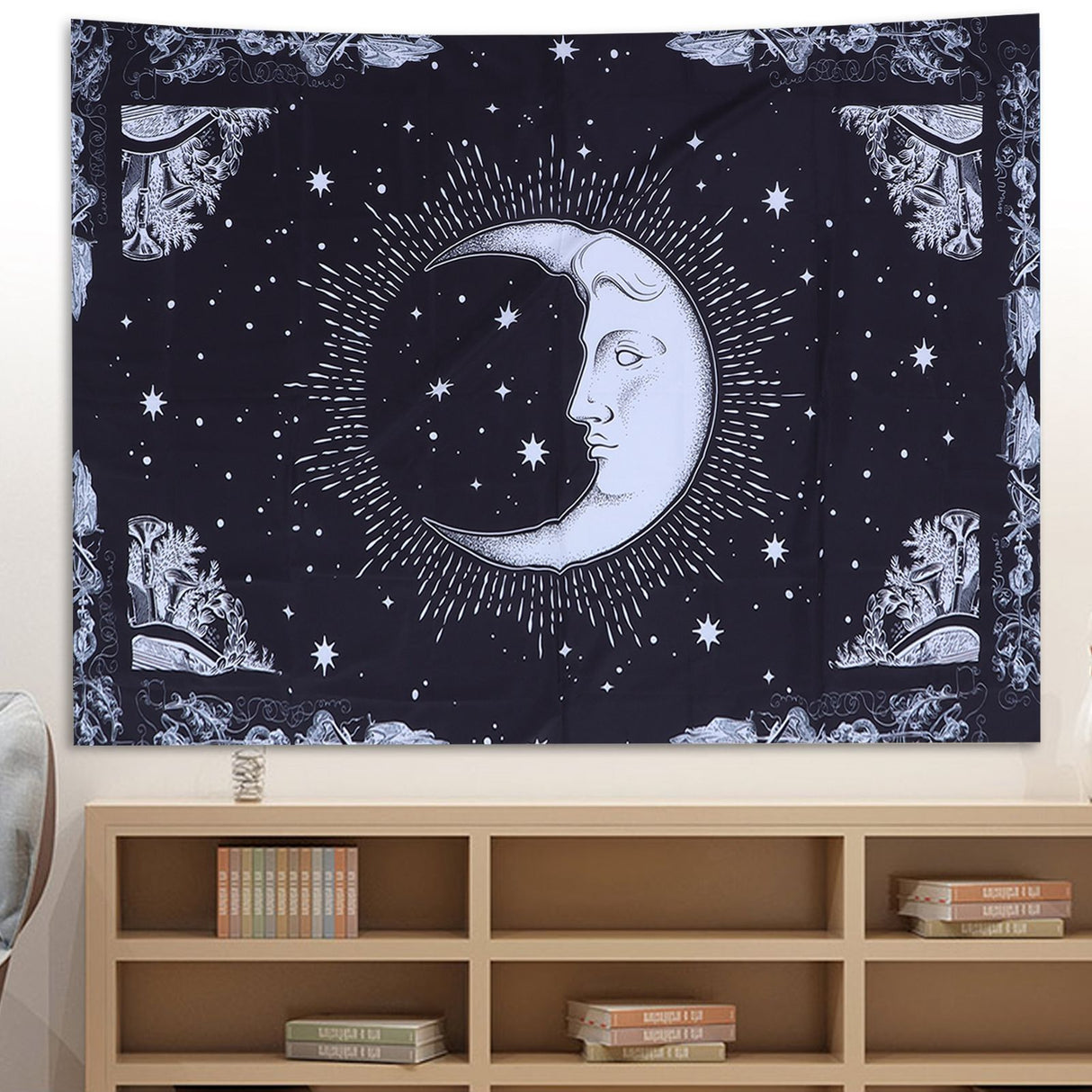 Wall Hanging Tapestry MoonPattern Background Decoration for Living Room Bedroom(230x180cm )