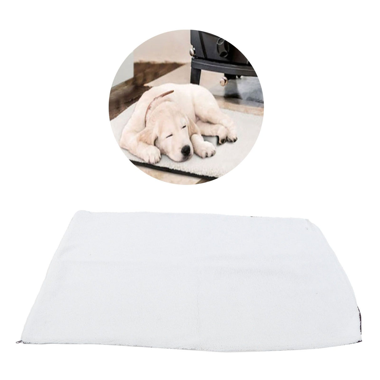 Pet Heating Pad Non Slip Detachable Insulation Warm Blanket for Pet House Dog Kennel(White 90x64cm)