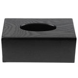 Black Wooden Tissue Box Napkin Case Elegant Style Tissue Holder for Home Hotel Living Room - Front View