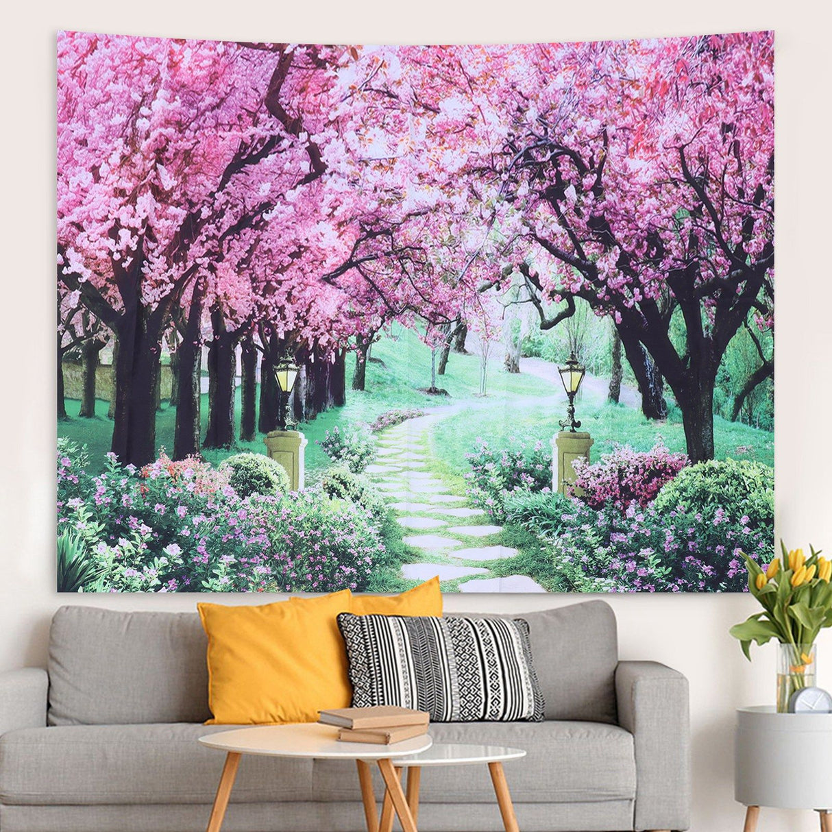 Landscape Wall Tapestry Hanging Carpet Mat for Bedroom Dormitory Bedside Decoration150x130cm