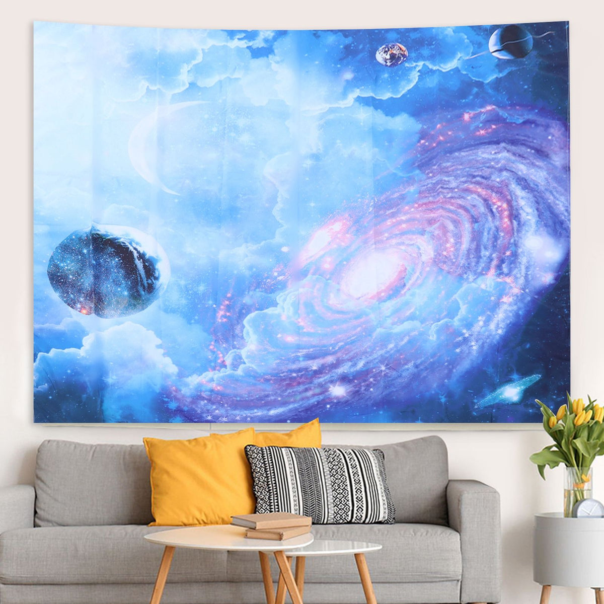 Planet Pattern Tapestry Wall Hanging for Bedroom Living Room Dormitory Background Decor230x180cm