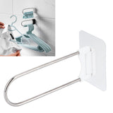 Clothes Hanger Organizer Stainless Steel UShape Wall Storage Rack for Bathroom Balcony White - Extra Image