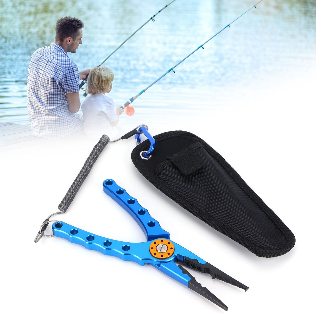 Fishing Lure Pliers Tongs Multifunction Aluminum Alloy Hook Remover Tool EquipmentBlue