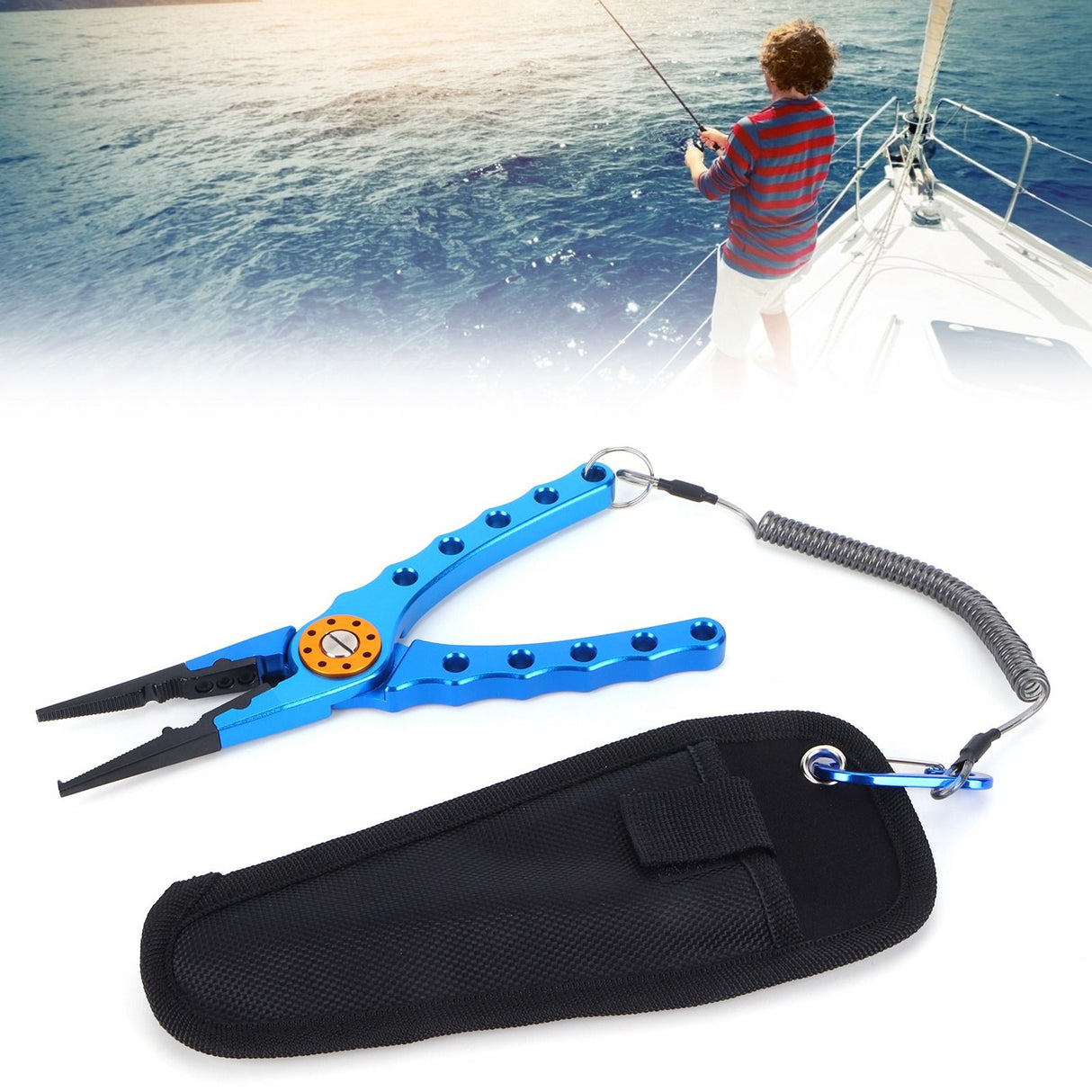 Fishing Lure Pliers Tongs Multifunction Aluminum Alloy Hook Remover Tool EquipmentBlue