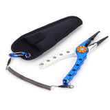 Fishing Lure Pliers Tongs Multifunction Aluminum Alloy Hook Remover Tool Equipment(Blue Silver ) - Side View