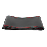 Universal Steering Wheel Cover with Needle Thread Protector for External Diameter of 3738cm(Black Red Thread ) - Front View
