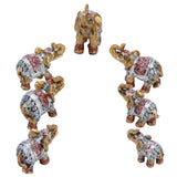 7Pcs Cute Resin Elephant Statue Decor Vivid Ornament Craft Gift for Home Table Decoration