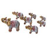 7Pcs Cute Resin Elephant Statue Decor Vivid Ornament Craft Gift for Home Table Decoration