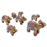 7Pcs Cute Resin Elephant Statue Decor Vivid Ornament Craft Gift for Home Table Decoration