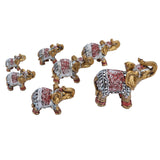 7Pcs Cute Resin Elephant Statue Decor Vivid Ornament Craft Gift for Home Table Decoration