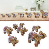 7Pcs Cute Resin Elephant Statue Decor Vivid Ornament Craft Gift for Home Table Decoration