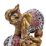 7Pcs Cute Resin Elephant Statue Decor Vivid Ornament Craft Gift for Home Table Decoration