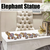 7Pcs Cute Resin Elephant Statue Decor Vivid Ornament Craft Gift for Home Table Decoration
