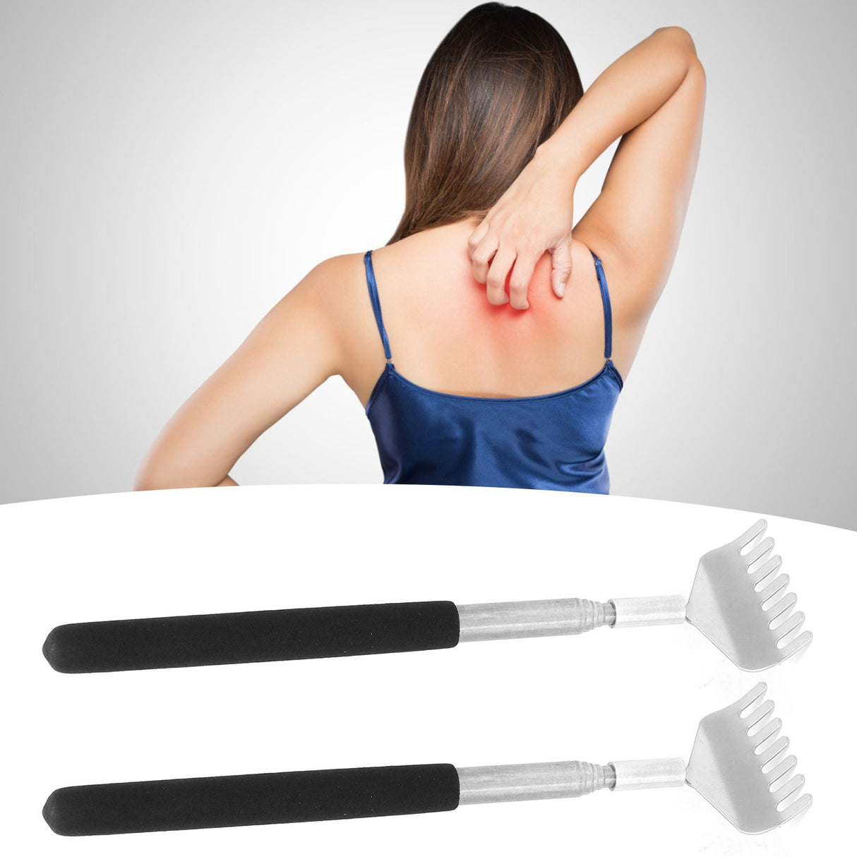2Pcs Retractable Back Scratcher Portable Stainless Steel Scratching Tool 20‑68cm