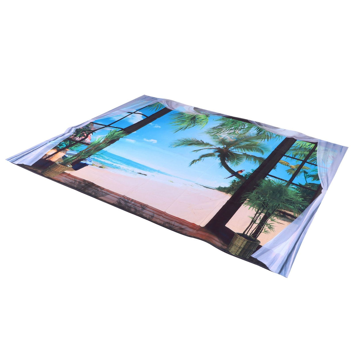 Window Beach Landscape Pattern Tapestry Wall Hanging for Living Room Bedroom Art Decor230x180cm