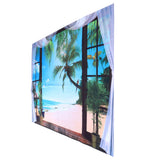 Window Beach Landscape Pattern Tapestry Wall Hanging for Living Room Bedroom Art Decor230x180cm - Rear View