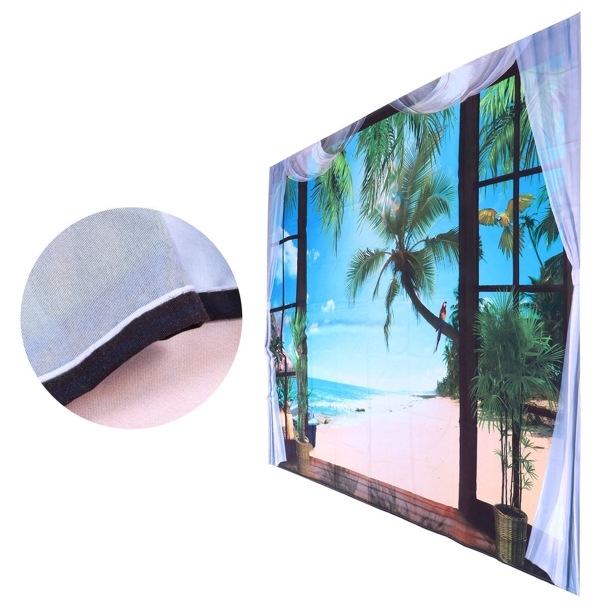 Window Beach Landscape Pattern Tapestry Wall Hanging for Living Room Bedroom Art Decor230x180cm