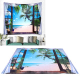 Window Beach Landscape Pattern Tapestry Wall Hanging for Living Room Bedroom Art Decor230x180cm