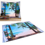 Window Beach Landscape Pattern Tapestry Wall Hanging for Living Room Bedroom Art Decor230x180cm