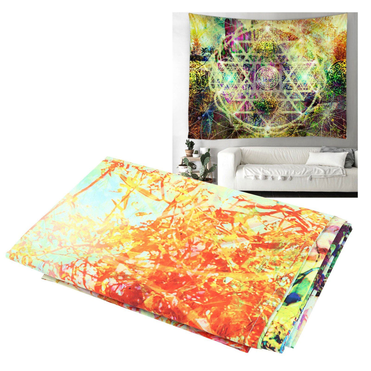 Abstract Geometric Pattern Tapestry Wall Hanging for Living Room Bedroom Art Decor230x180cm