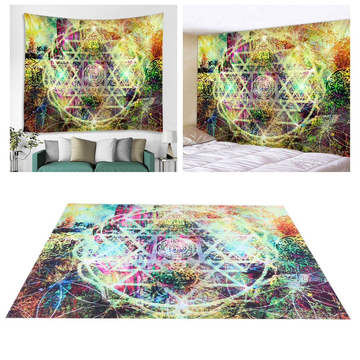 Abstract Geometric Pattern Tapestry Wall Hanging for Living Room Bedroom Art Decor230x180cm