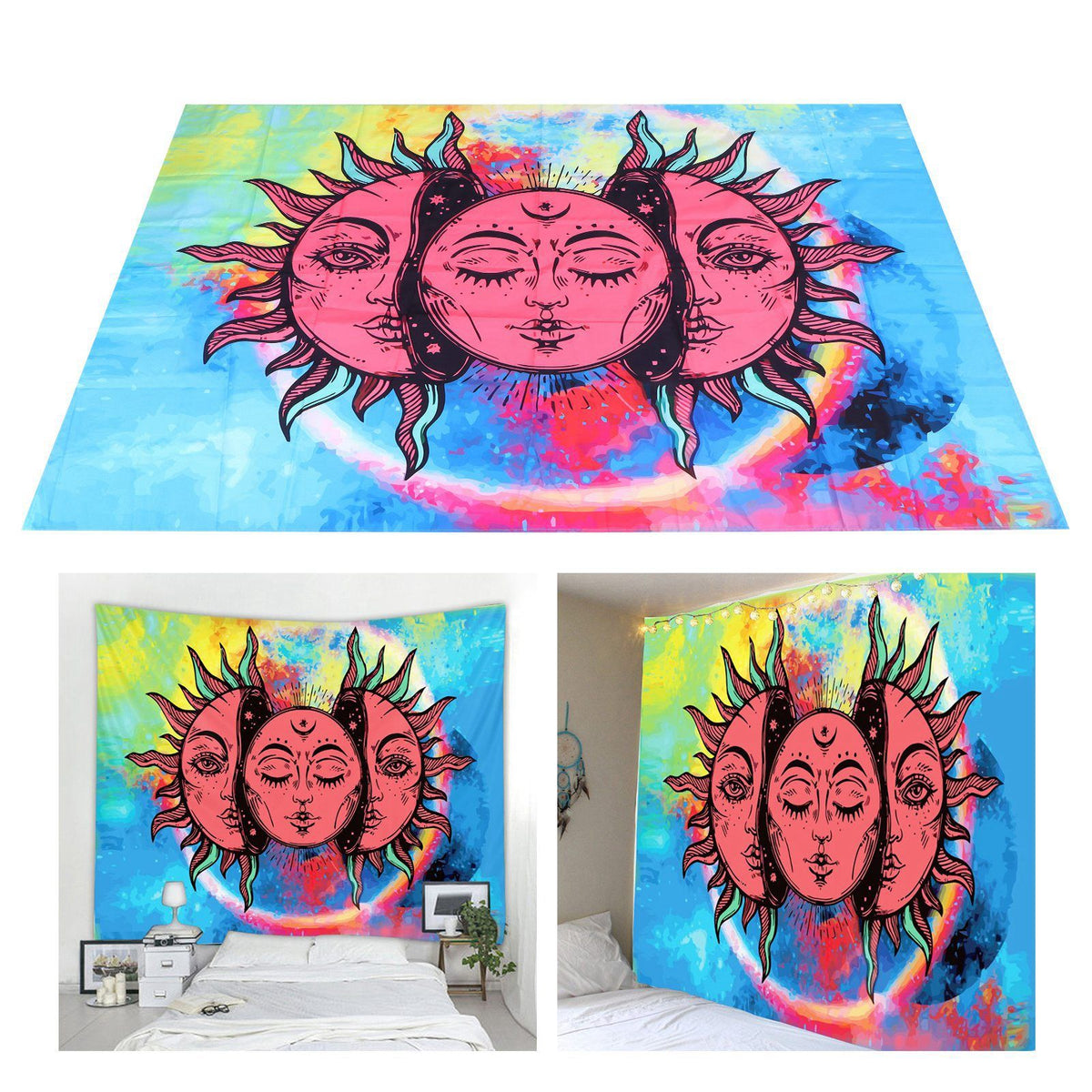 Sun Goddess Pattern Tapestry Wall Hanging for Bedroom Living Room Background Art Decor230x180cm